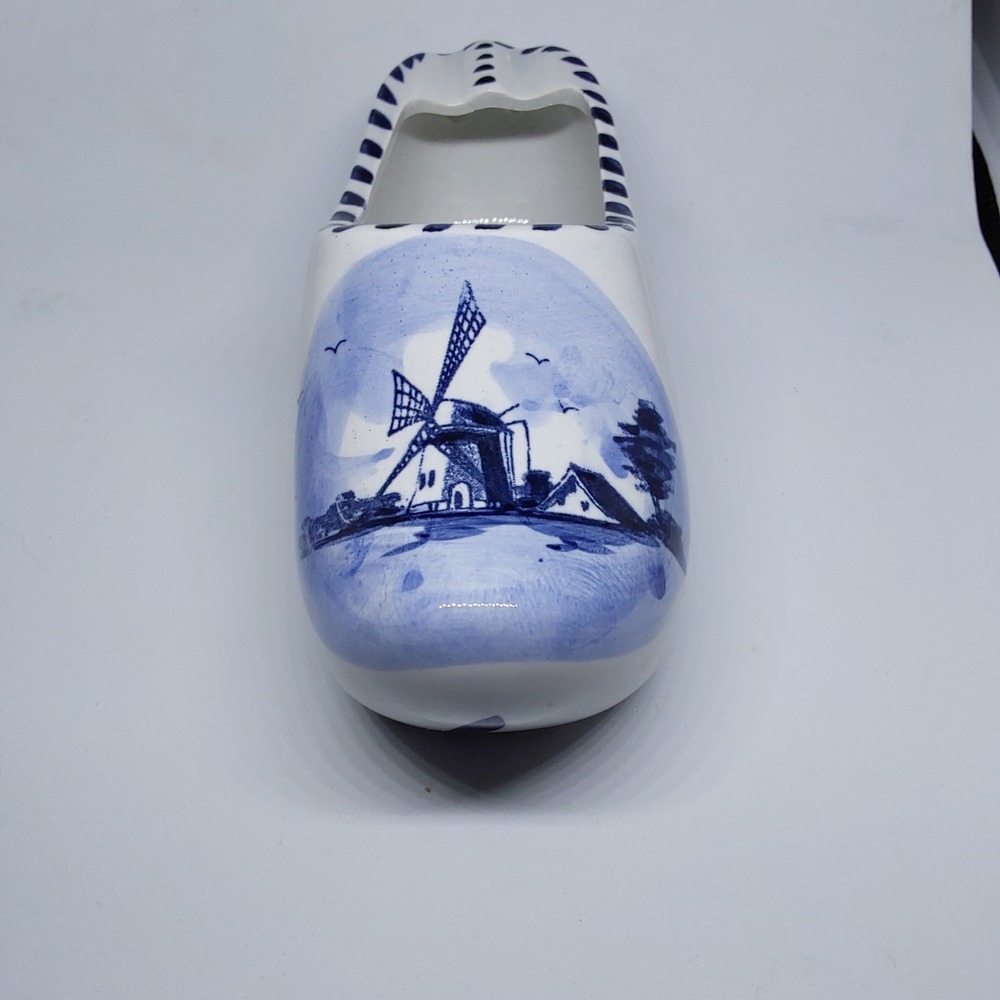 Vintage Delft Blue 5" in Hand Painted Clog Shoe Holland Windmill Flower